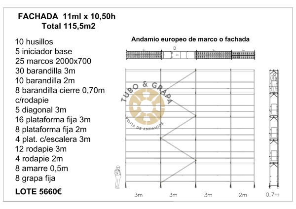 ANDAMIO MARCO R75 115 5M2 tubo