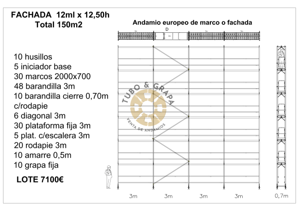 ANDAMIO MARCO R75 150M2 tubo
