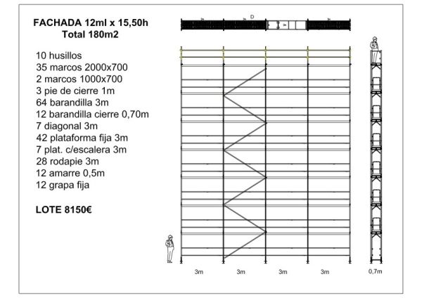 fachada 180m2 12ml x 15 5h